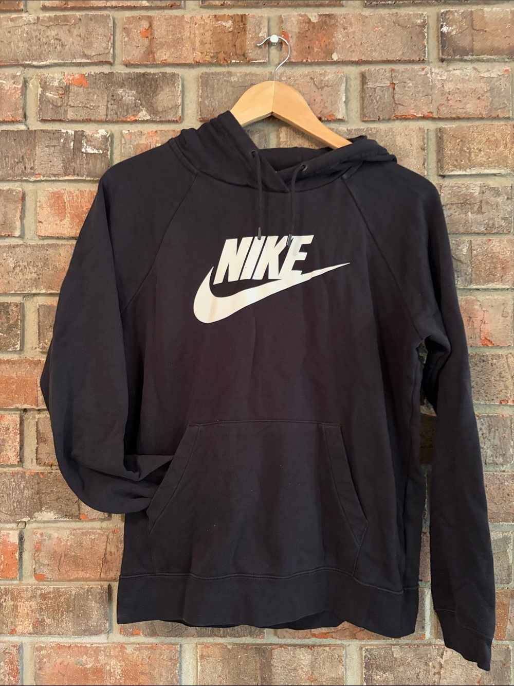 Nike Black Pullover Hoodie with White Swoosh